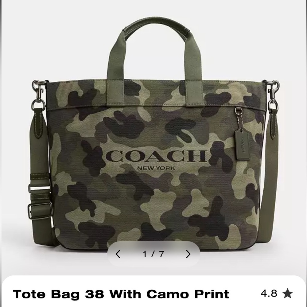 Coach Tote Bag 38 With Camo Print